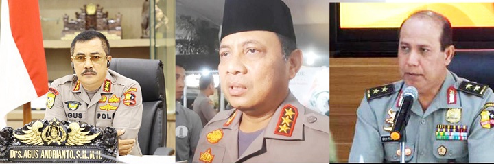 Komjen Agus Andrianto (kiri), Komjen Gatot Eddy Pramono (tengah), Komjen Boy Rafly Amar (kanan)