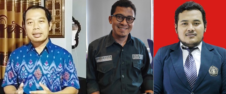 Dr. Agus Mahfud Fauzi, M.Si (kiri); Fahrul Muzaqqi, S.IP, M.IP (tengah); Faqih Alfian, S.IP, M.IP (kanan)