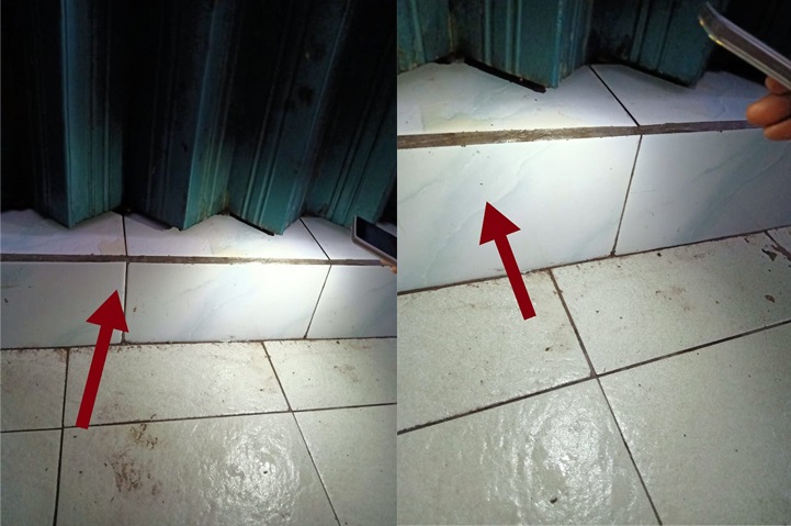 Begini minyak wangi seperti yang ditunjukkan dengan tanda panah ditumpahkan ke berbagai sudut toko di bawah Harmoni. SP/DOK