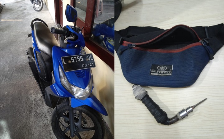 Motor dan Kunci yang digunakan tersangka untuk melancarkan aksinya. SP/Anggadia Muhammad