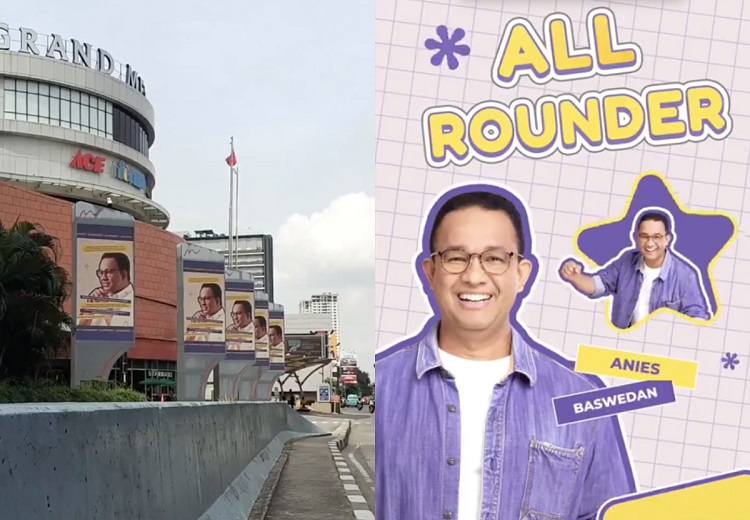 Penampakan iklan videotron calon presiden (capres) nomor urut 01, Anies Baswedan. SP/ JKT