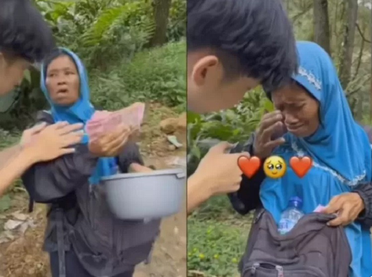 Tangkapan layar, pengemis viral 'Aa Kasihan Aa' dikawasan Gunung Salak, Jawa Barat. SP/ BGR