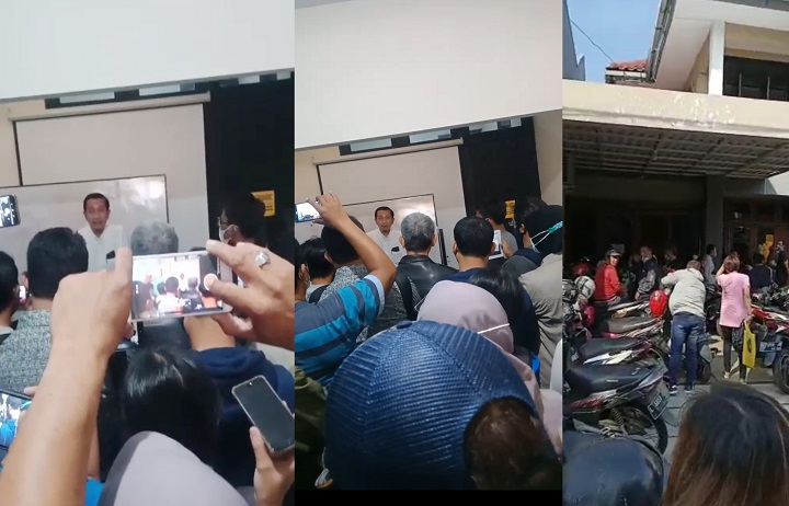 Kolase situasi di kantor ITG saat didatangi ratusan customer. SP/Mahbub Fikri