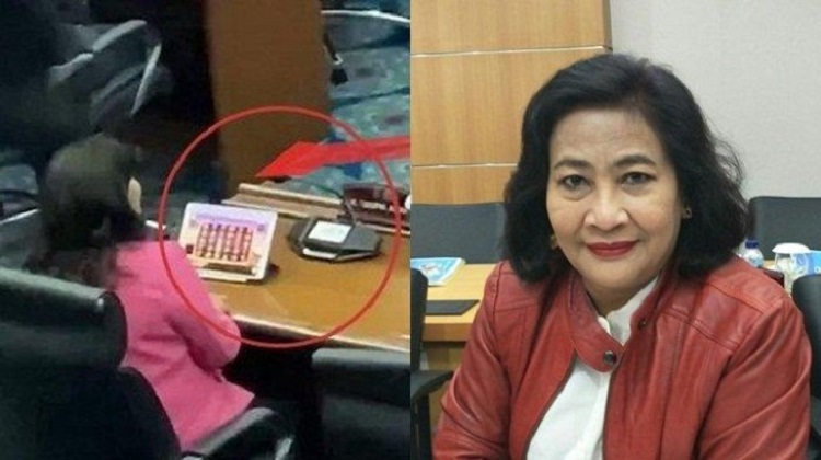Viral Anggota DPRD DKI Jakarta, Cinta Mega terciduk main judi online saat Rapat Paripurna. SP/ JKT