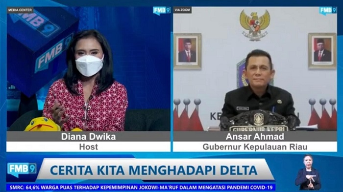 Diskusi Forum Merdeka Barat 9 (FMB 9) virtual bertajuk "Cerita Kita Menghadapi Delta" (Laporan
Tahunan Jokowi - Ma’ruf) pada Senin (25/10/2021).