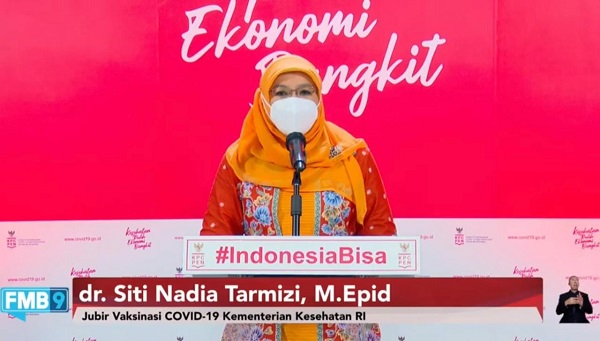 Siti Nadia Tarmizi, MEpid dalam Siaran Pers Pemberlakuan Pembatasan Kegiatan Masyarakat (PPKM) dari Media Center Forum Merdeka Barat 9 (FMB 9) - KPCPEN, Rabu (15/09/2021).