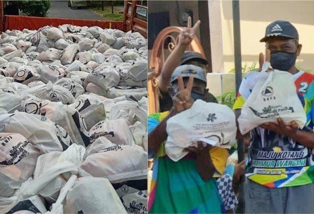 Foto-foto paket bantuan BNPB itu diduga digunakan untuk kepentingan kampanye Machfud dan Mujiaman di Pilkada Surabaya. SP/BYTA