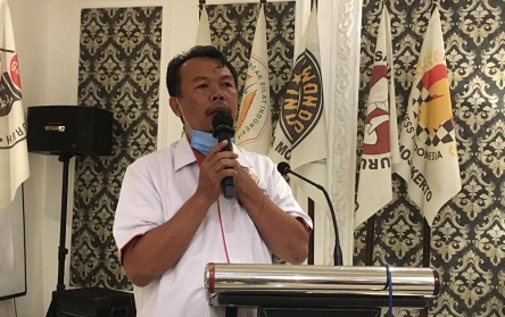 KONI Kota Mojokerto menggelar rapat koordinasi dan konsultasi (rakorsul) dengan seluruh pengurus, di Hotel Raden Wijaya, Kota Mojokerto, Minggu (13/9/2020). SP/Dwy Agus Susanti