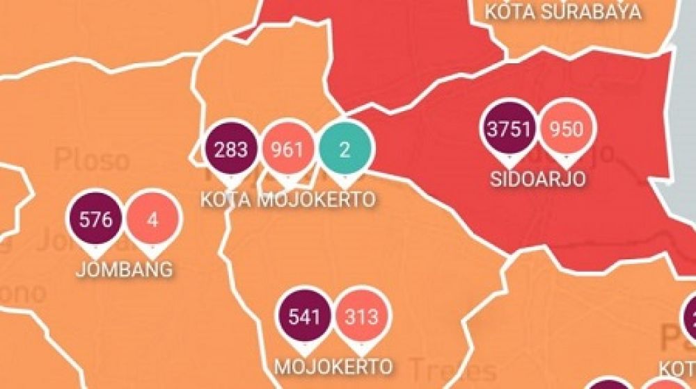 Wilayah Mojokerto dan Jombang kini berubah menjadi Zona Orange. SP/ SM