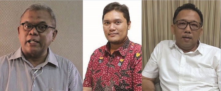 Dian Purnama Anugerah (tengah), Abdul Fickar Hadjar (kiri) dan Abdul Malik (kanan)