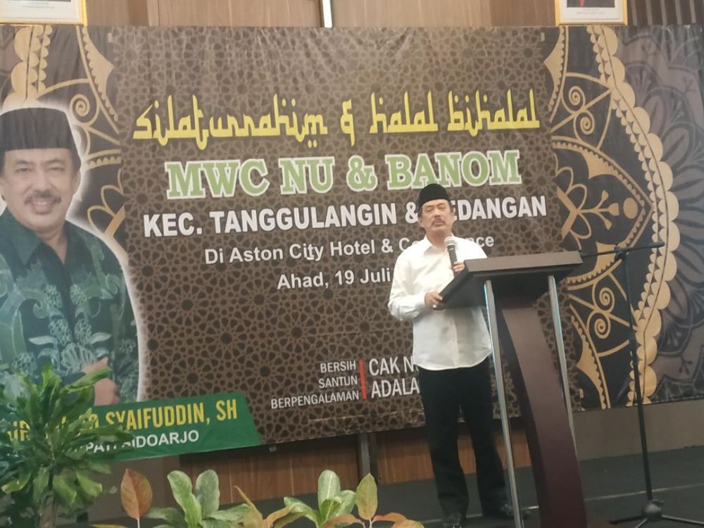 Wabup Nur Ahmad Syaifuddin saat berbicara di depan MWC NU