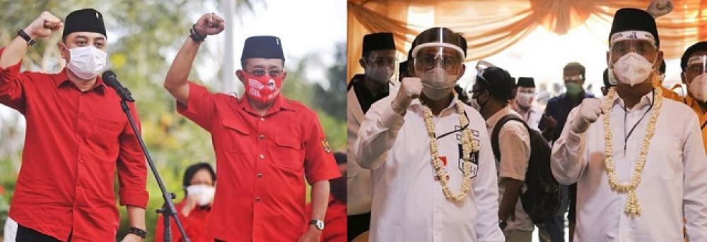 Eri Cahyadi dan Armudji (kiri), Machfud Arifin dan Mujiaman Sukirno (kanan)