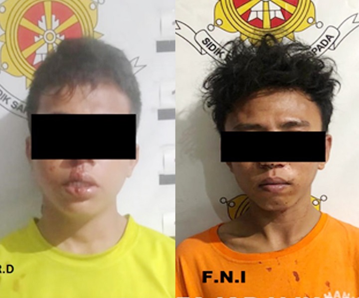 RDR dan FNI dua jambret yang diamankan Polsek Karangpilang usai beraksi. SP/Anggadia