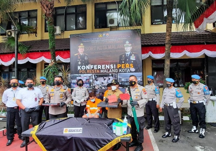 Konferensi pers kasus penganiayaan di klub malam yang digelar di Mapolres Malang Kota, Senin (28/6/2021).