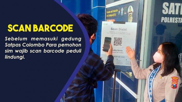Satlantas Polrestabes Surabaya membuat kebijakan scan barcode aplikasi PeduliLindungi bagi masyarakat yang hendak mengakses layanan kepolisian.