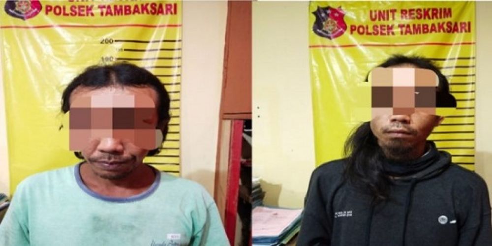 Sani Tifani (39) dan Robi Herostiawan (43) saat diamankan di Mapolsek Tambaksari Surabaya. SP/tyan