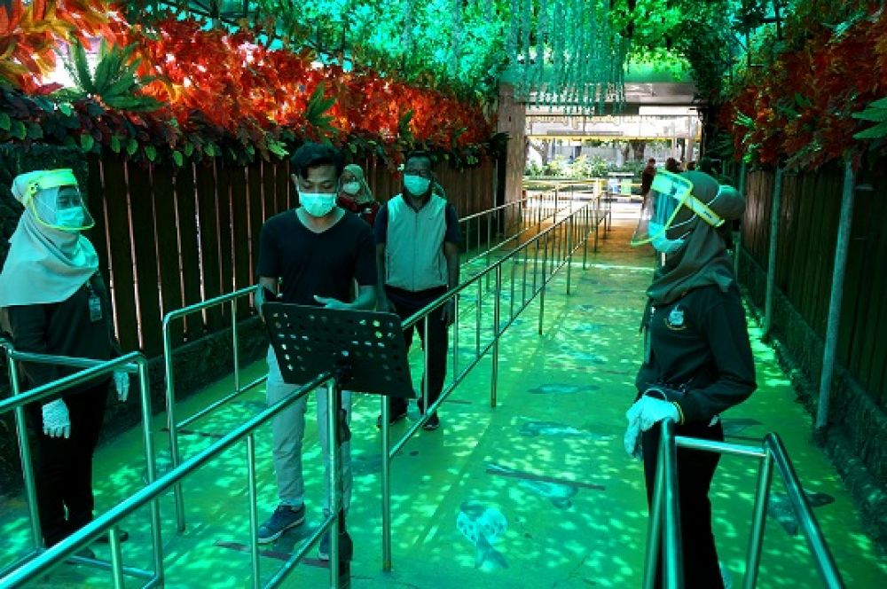 Simulasi mulai dari pendaftaran berbasis online hingga mekanisme pengunjung sebelum masuk dengan berbagai protokol selama berada di area KBS.SP/BYTA