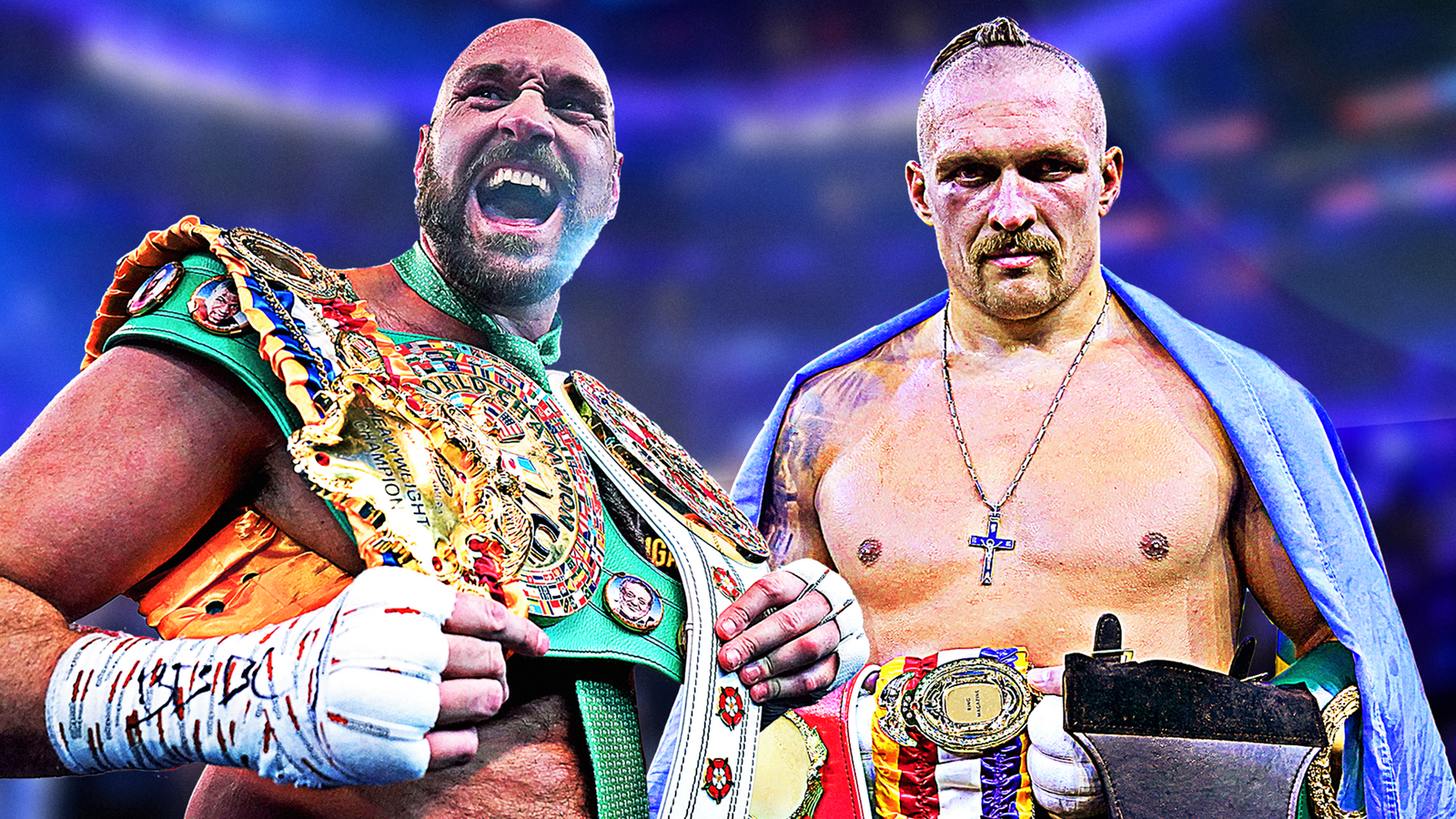 Oleksandr Usyk dan Tyson Fury. Foto: Skysports.