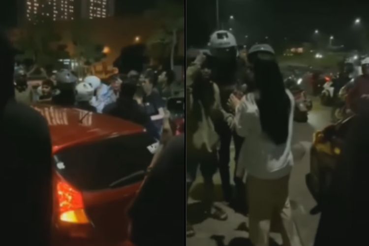 Aksi viral pria tabrak istrinya sendiri demi selingkuhan di amuk warga. SP/ SBY