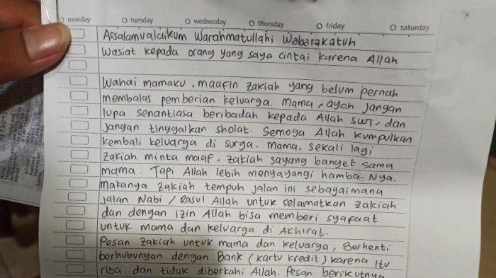 Wasiat Zakiah, pelaku penyerangan di Mabes Polri