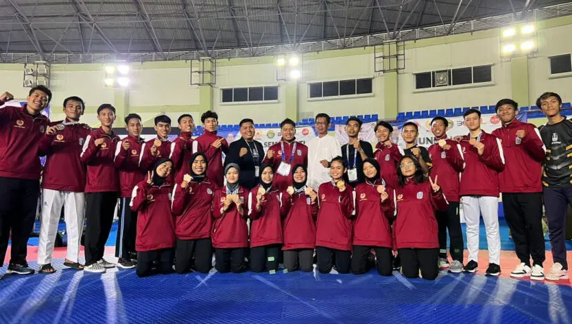 Tim taekwondo Jatim saat mengikuti Kejurnas di Tangerang Banten. Foto: Taekwondo Jatim.