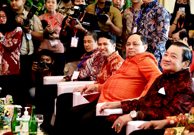 Wagub Emil Elestianto Dardak saat menghadiri acara silaturahmi para tokoh Jawa Timur di Gedung Satoria Tower Surabaya, Minggu (5/2/2023).