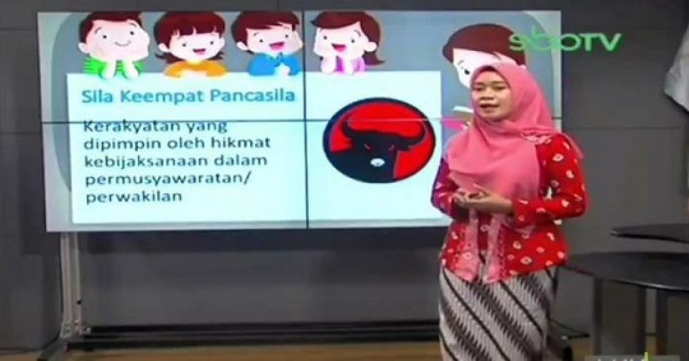 Tangkapan layar program Guruku yang memasang logo partai . SP/SP
